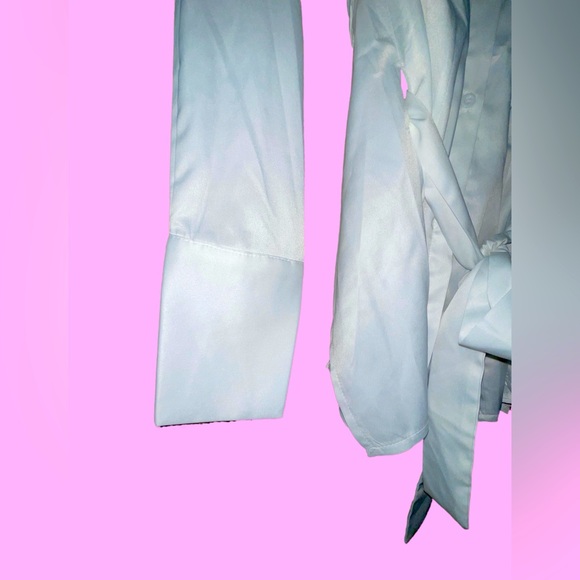 🆕#29~NWT COMMENSE Cut Out Button Down Collar White Shirt, Size Small - Picture 10 of 13